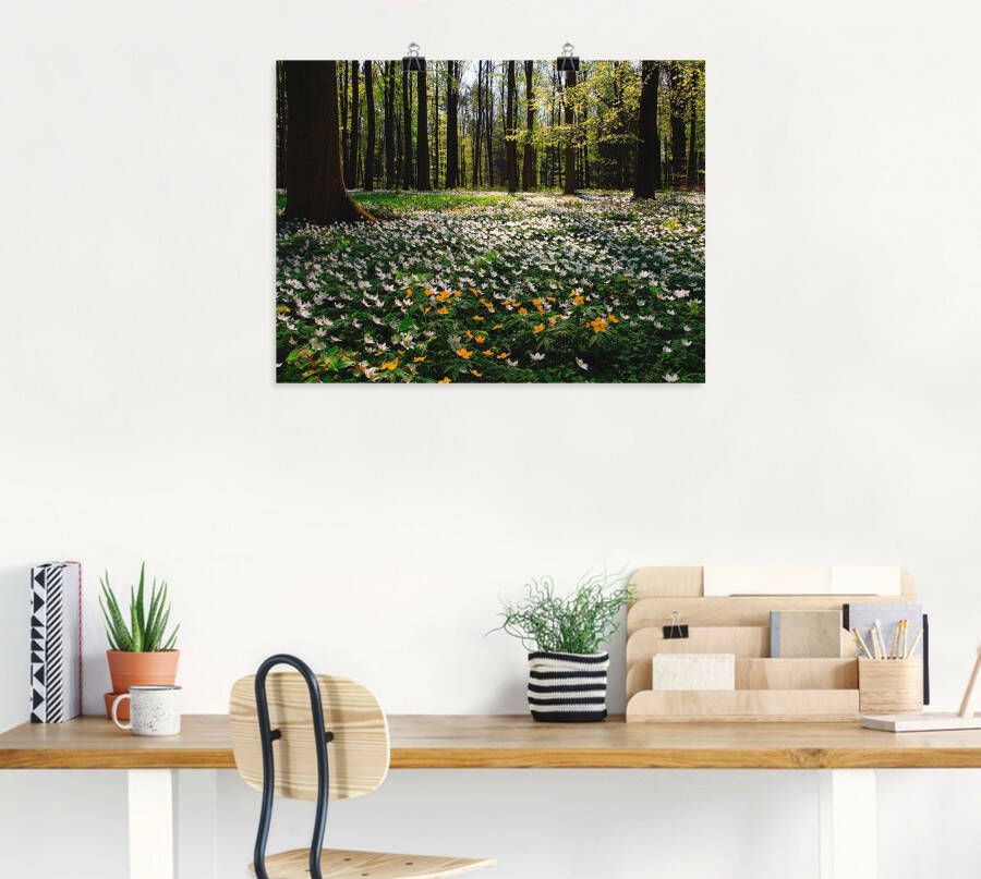 Artland Artprint Lentebos bedekt met anemonen als artprint op linnen poster in verschillende formaten maten