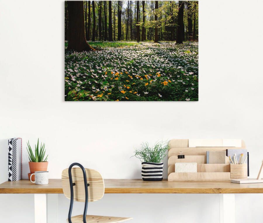 Artland Artprint Lentebos bedekt met anemonen als artprint op linnen poster in verschillende formaten maten