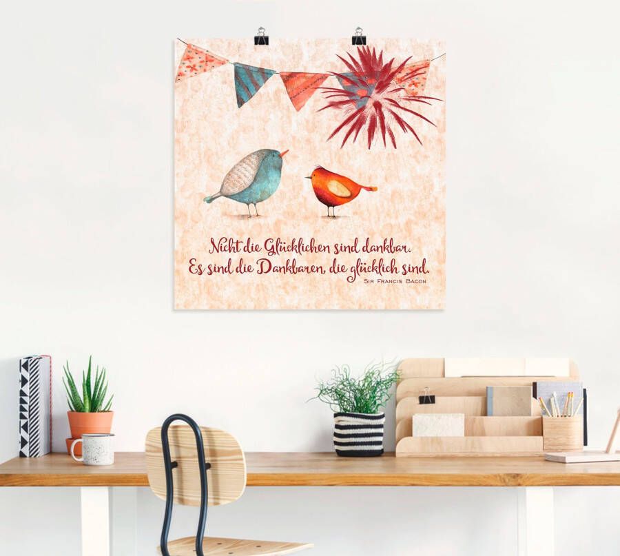 Artland Artprint Levenswijsheid gelukkig als artprint van aluminium artprint voor buiten artprint op linnen poster muursticker