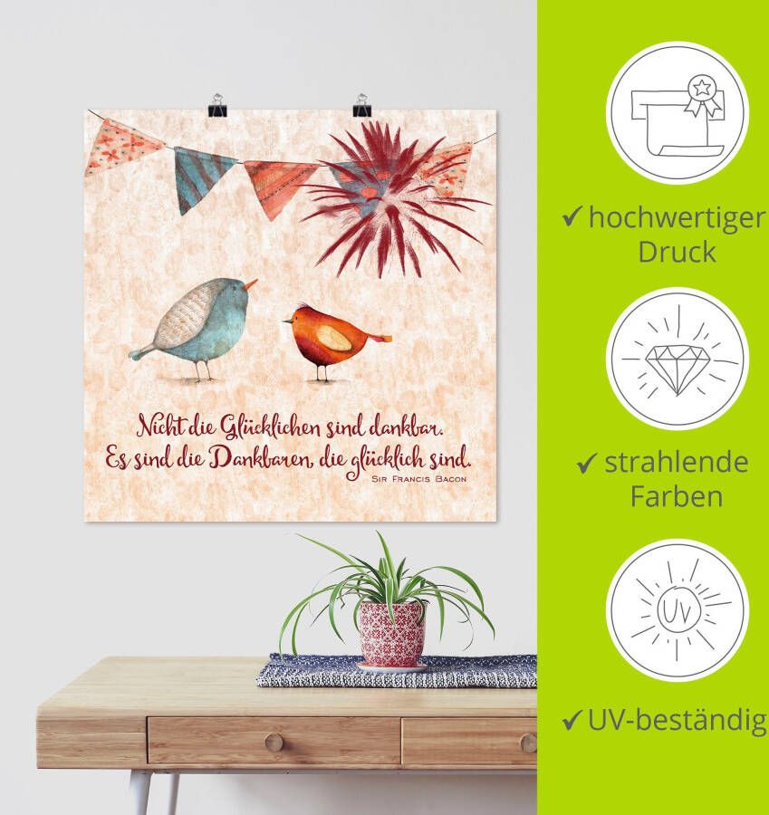 Artland Artprint Levenswijsheid gelukkig als artprint van aluminium artprint voor buiten artprint op linnen poster muursticker