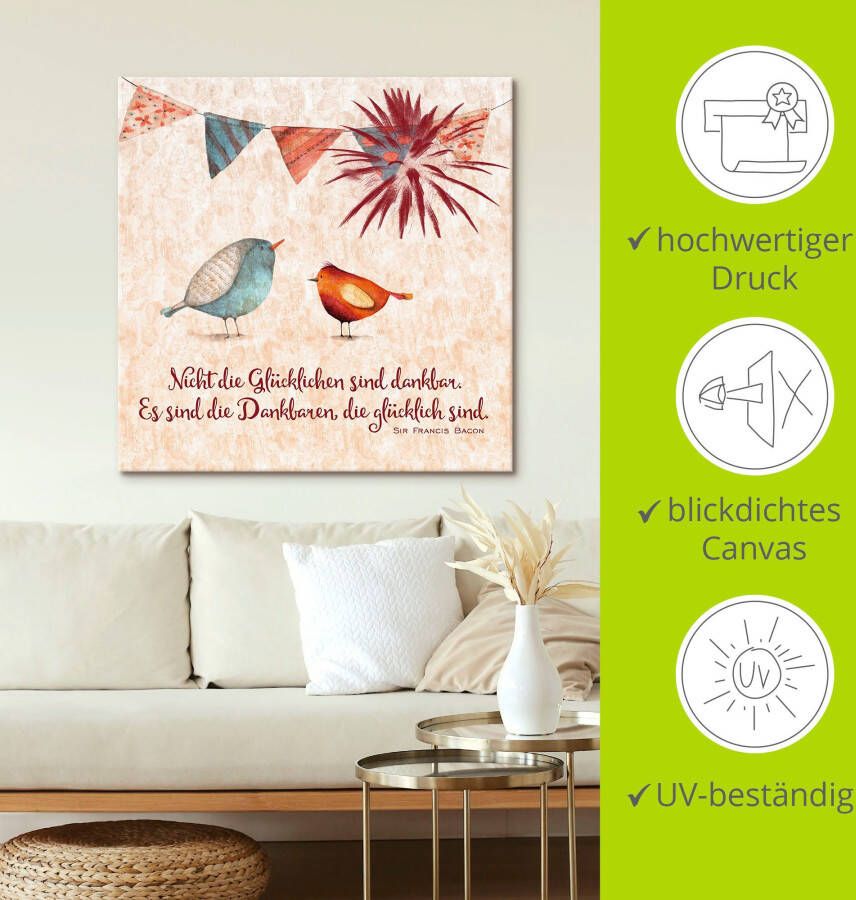 Artland Artprint Levenswijsheid gelukkig als artprint van aluminium artprint voor buiten artprint op linnen poster muursticker