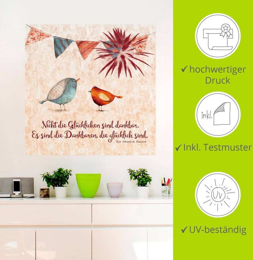 Artland Artprint Levenswijsheid gelukkig als artprint van aluminium artprint voor buiten artprint op linnen poster muursticker