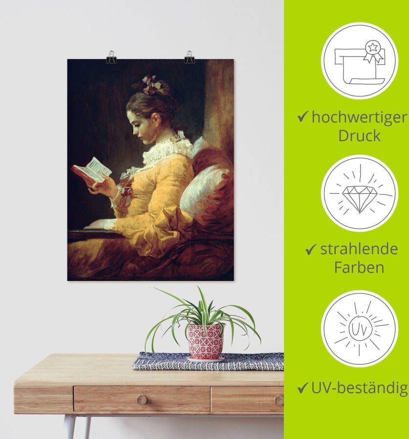 Artland Artprint Lezend meisje. Omstreeks 1776 als artprint op linnen poster in verschillende formaten maten