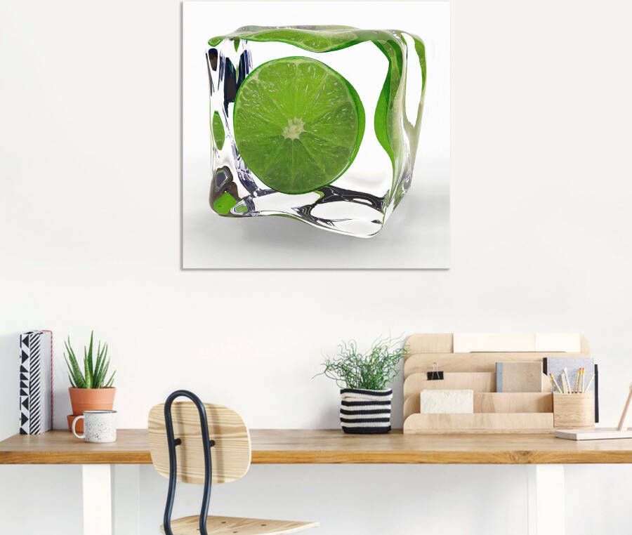 Artland Artprint Limoen in ijsblokje als poster in verschillende formaten maten