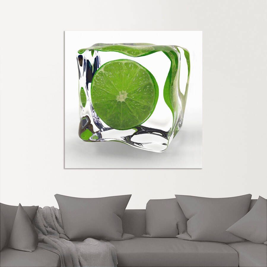 Artland Artprint Limoen in ijsblokje als poster in verschillende formaten maten