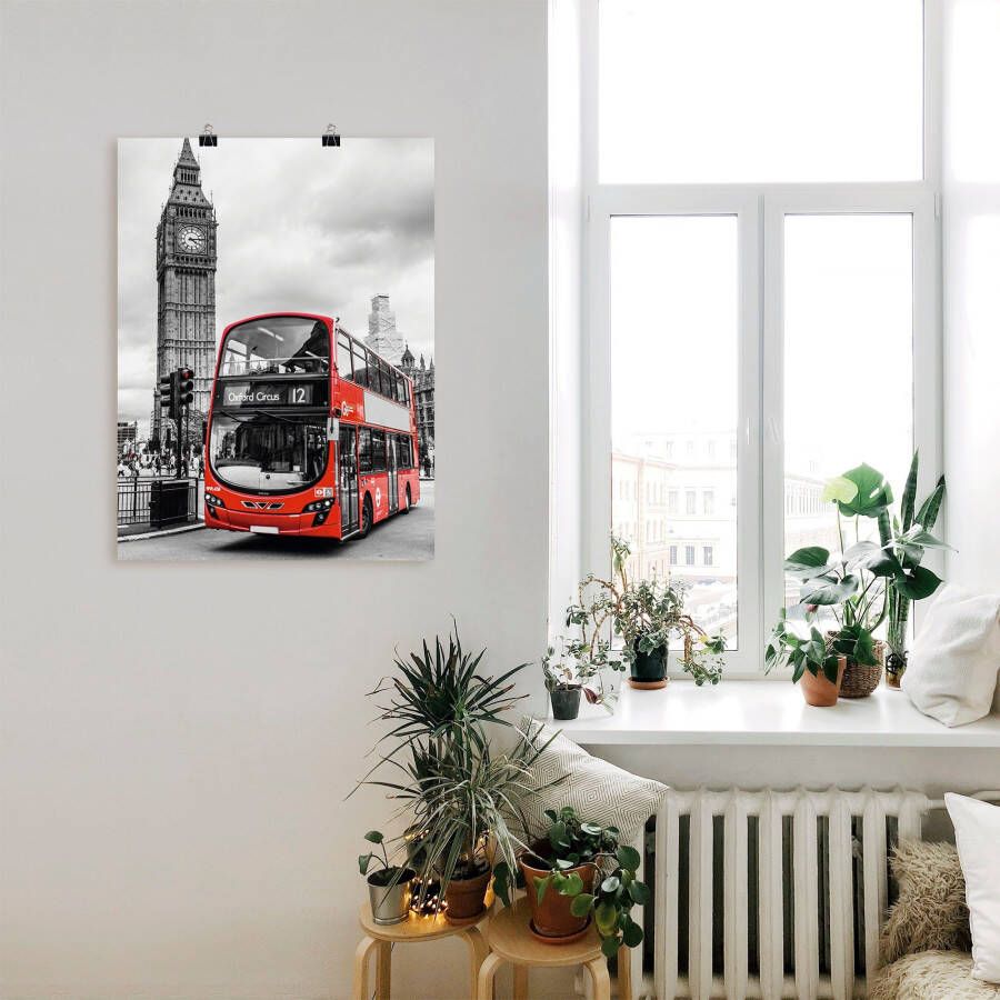 Artland Artprint Londen Bus en Big Ben als artprint op linnen poster in verschillende formaten maten