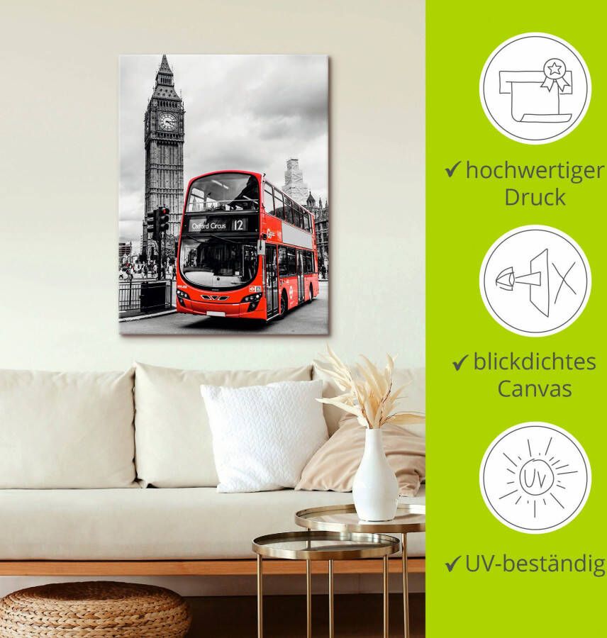 Artland Artprint Londen Bus en Big Ben als artprint op linnen poster in verschillende formaten maten