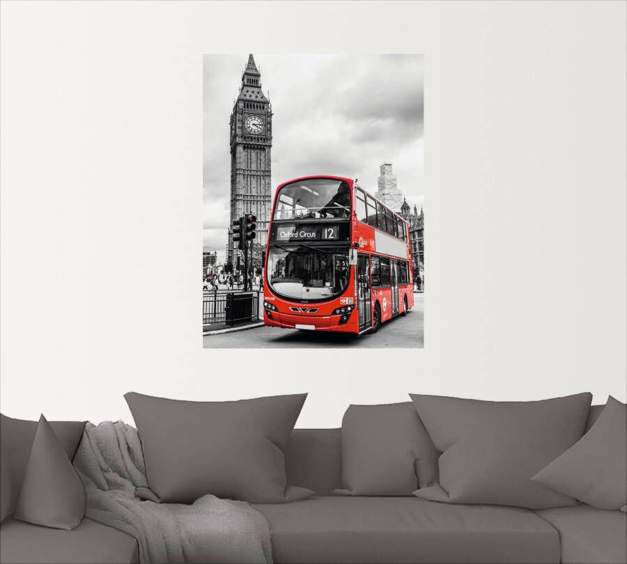 Artland Artprint Londen Bus en Big Ben als artprint op linnen poster in verschillende formaten maten