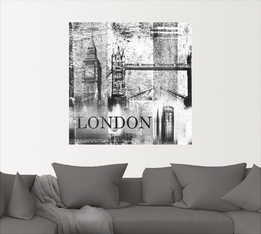 Artland Poster Londen Skyline abstracte collage 04 als artprint op linnen muursticker of poster in verschillende maten - Foto 2