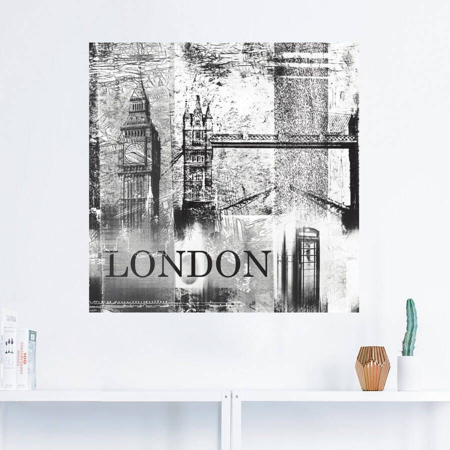 Artland Poster Londen Skyline abstracte collage 04 als artprint op linnen muursticker of poster in verschillende maten - Foto 3