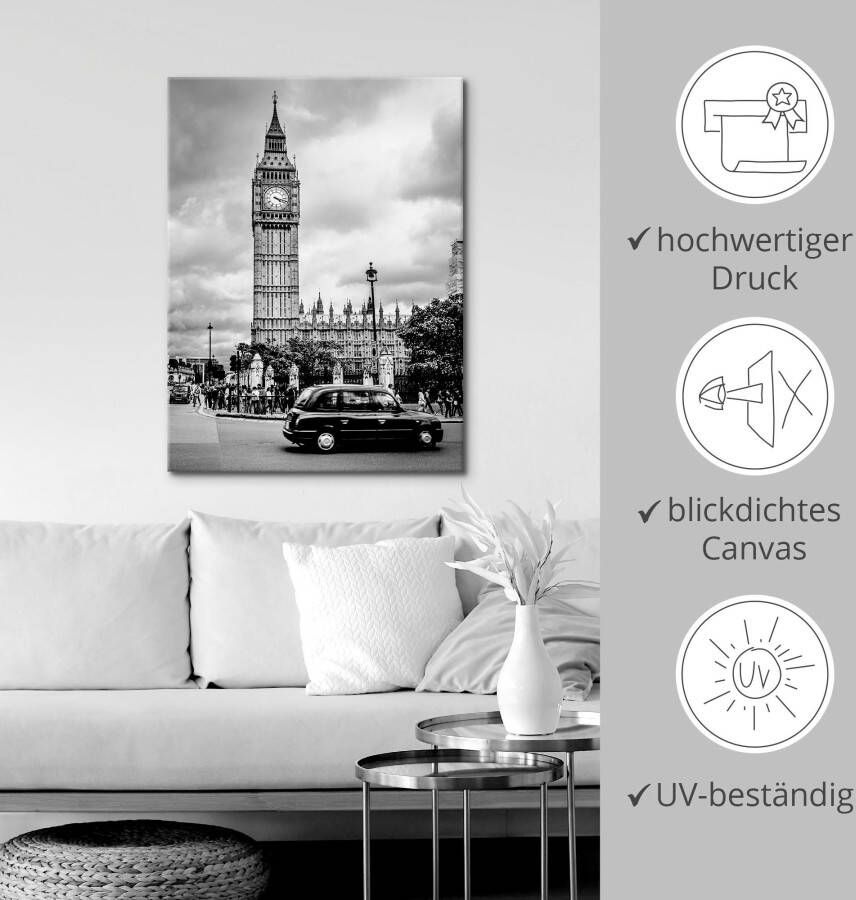 Artland Artprint Londen Taxi en Big Ben als artprint op linnen poster in verschillende formaten maten