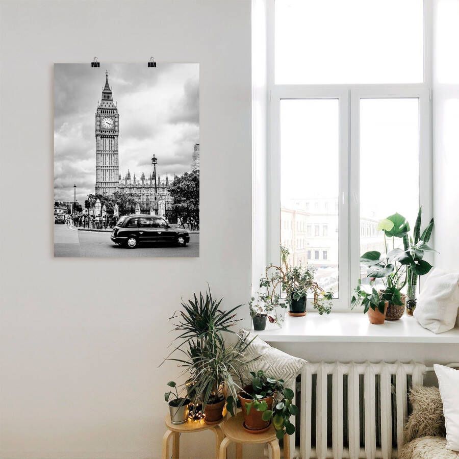 Artland Artprint Londen Taxi en Big Ben als artprint op linnen poster in verschillende formaten maten