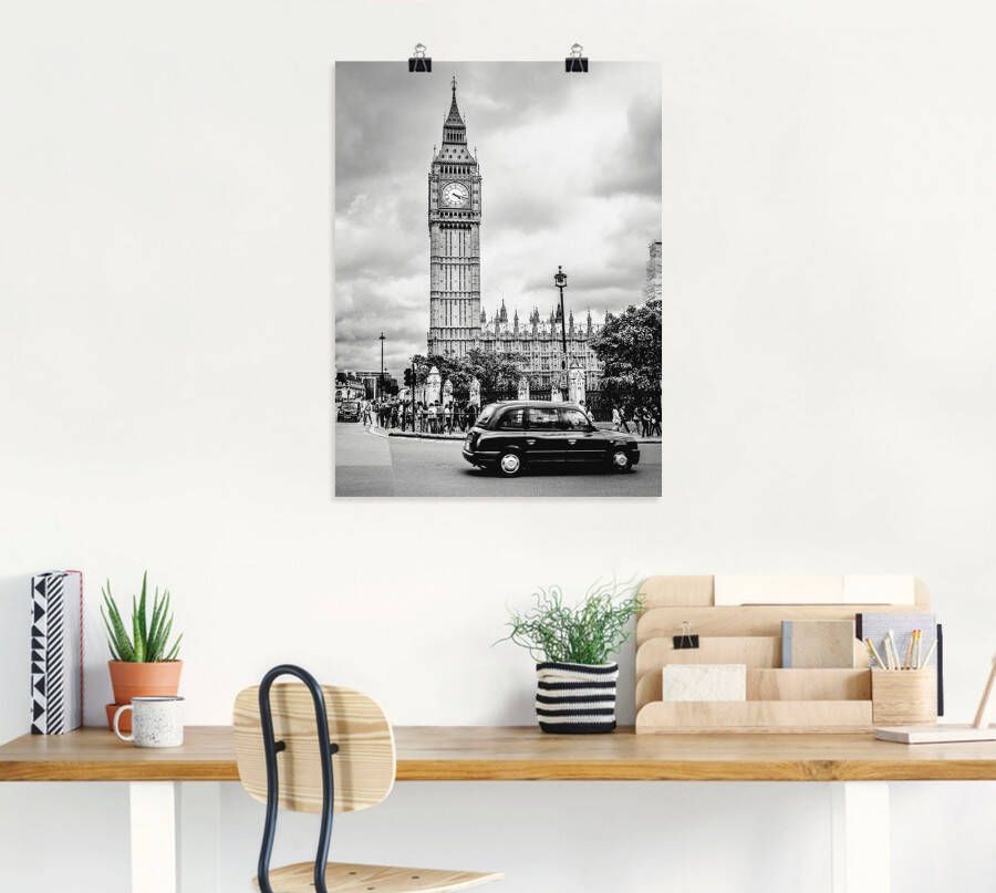 Artland Artprint Londen Taxi en Big Ben als artprint op linnen poster in verschillende formaten maten