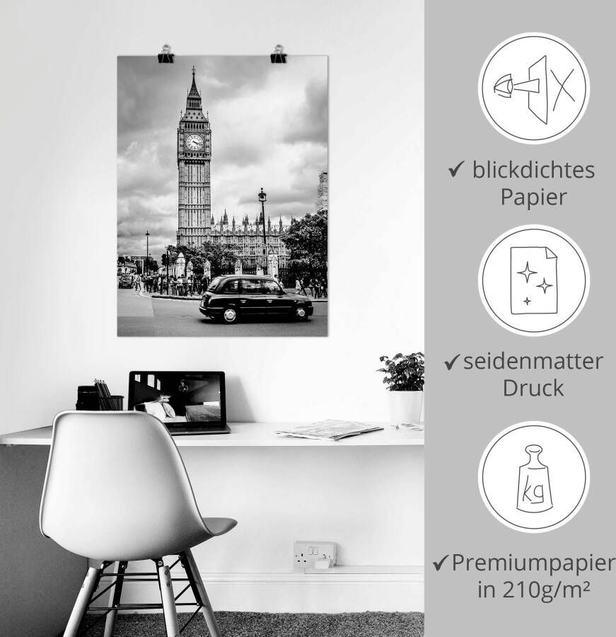 Artland Artprint Londen Taxi en Big Ben als artprint op linnen poster in verschillende formaten maten