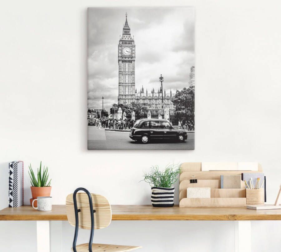 Artland Artprint Londen Taxi en Big Ben als artprint op linnen poster in verschillende formaten maten