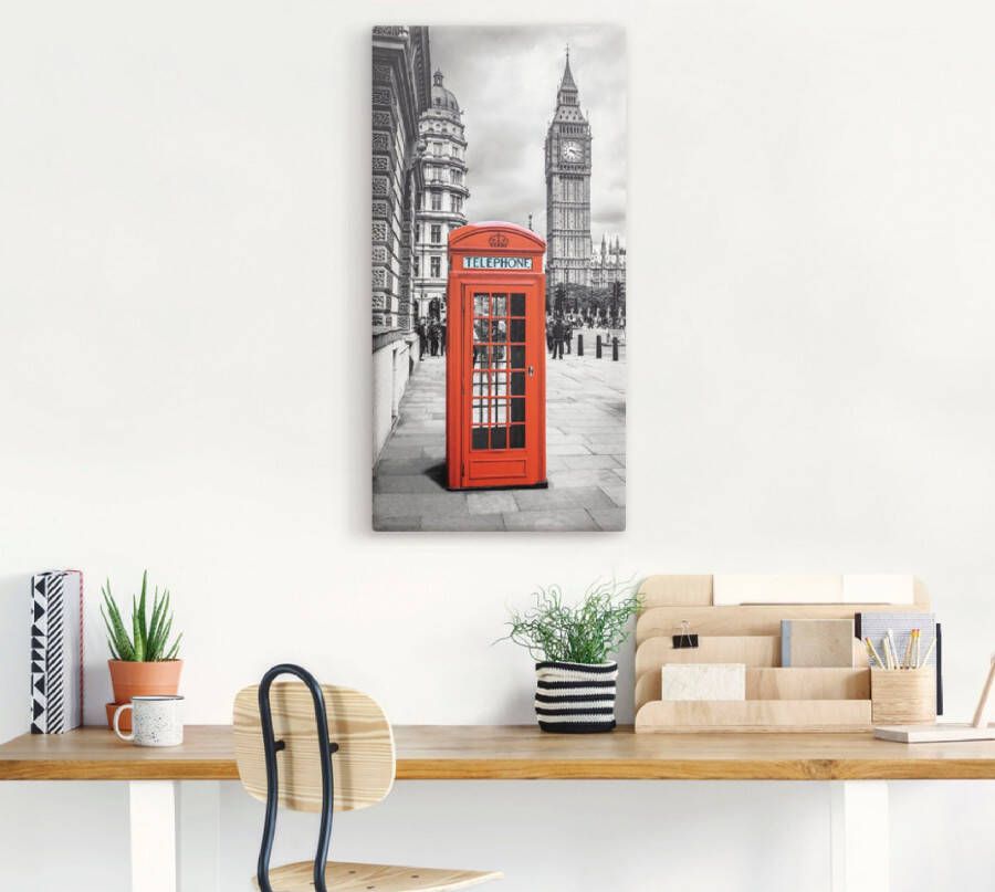 Artland Artprint Londen Telefooncel als artprint van aluminium artprint voor buiten artprint op linnen in verschillende maten