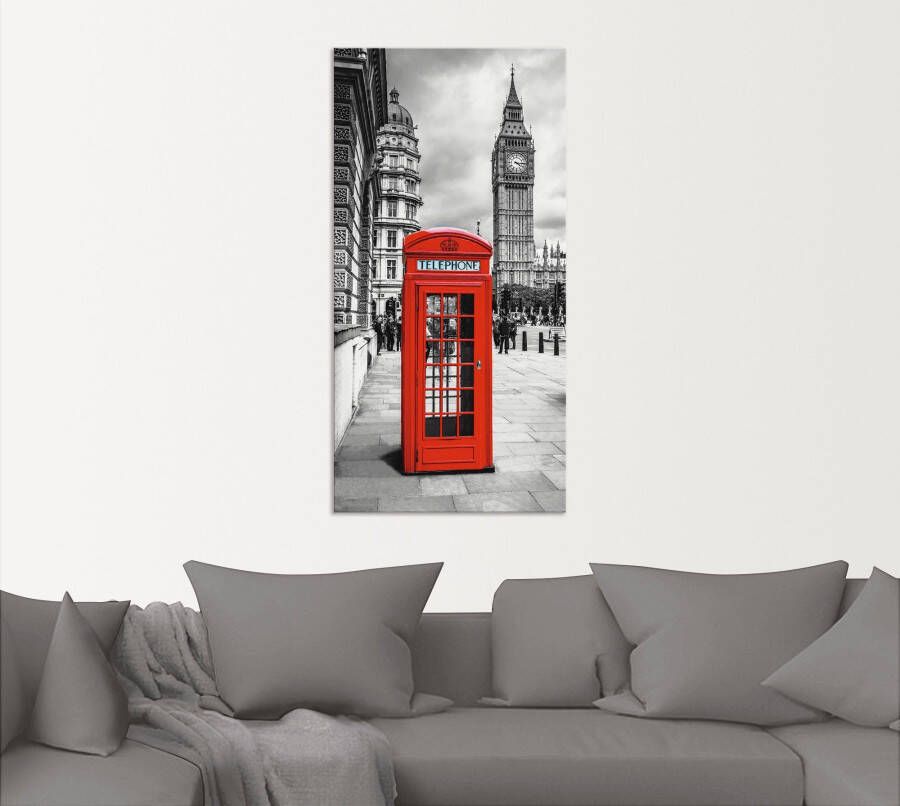 Artland Artprint Londen Telefooncel als artprint van aluminium artprint voor buiten artprint op linnen in verschillende maten