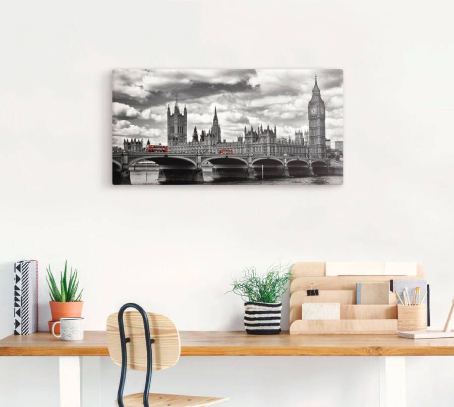 Artland Artprint Londen Westminster Bridge & Red Buses als artprint op linnen poster muursticker in verschillende maten