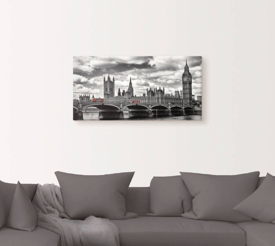 Artland Artprint Londen Westminster Bridge & Red Buses als artprint op linnen poster muursticker in verschillende maten