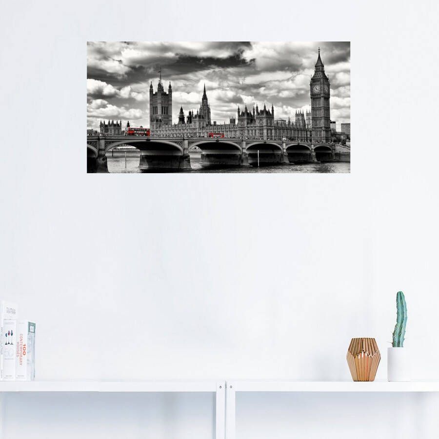 Artland Artprint Londen Westminster Bridge & Red Buses als artprint op linnen poster muursticker in verschillende maten