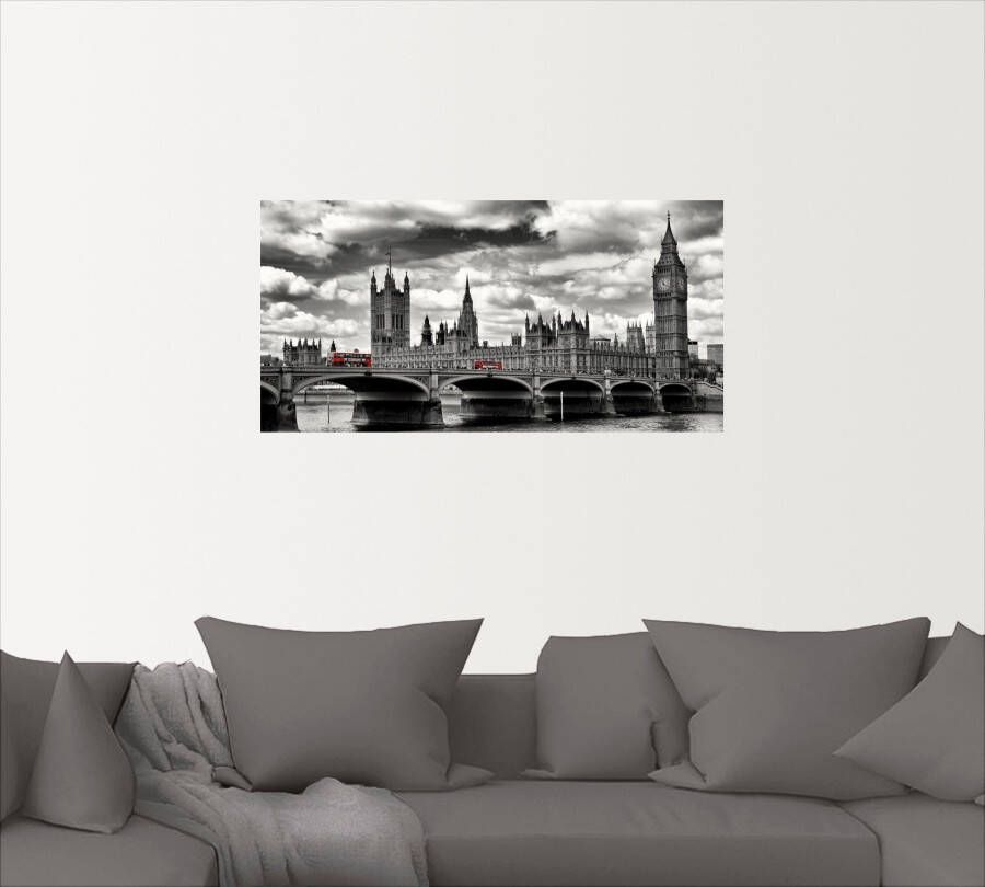 Artland Artprint Londen Westminster Bridge & Red Buses als artprint op linnen poster muursticker in verschillende maten