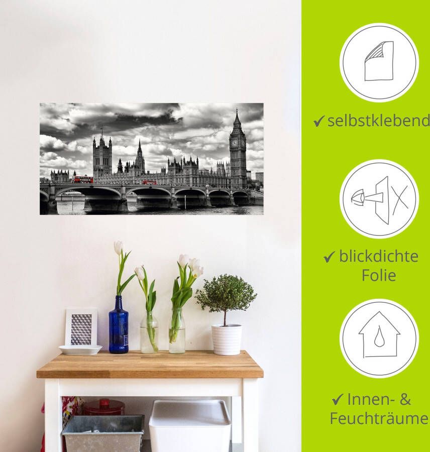 Artland Artprint Londen Westminster Bridge & Red Buses als artprint op linnen poster muursticker in verschillende maten