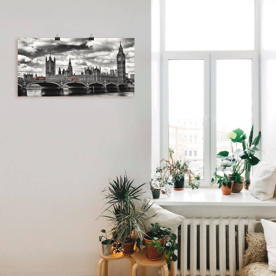 Artland Artprint Londen Westminster Bridge & Red Buses als artprint op linnen poster muursticker in verschillende maten