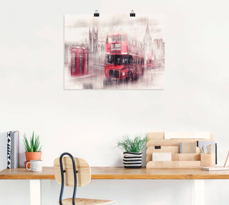 Artland Artprint Londen Westminster collage als artprint op linnen poster in verschillende formaten maten