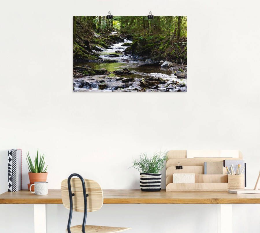 Artland Artprint Loop van de beek in het bos als artprint van aluminium artprint voor buiten artprint op linnen poster muursticker