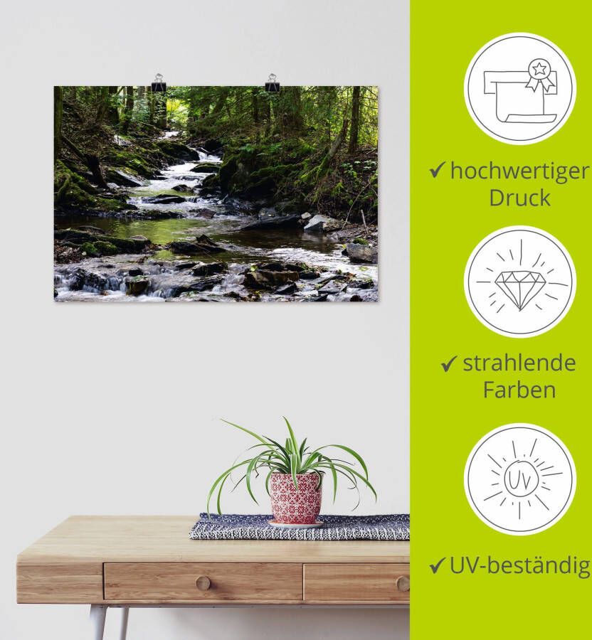 Artland Artprint Loop van de beek in het bos als artprint van aluminium artprint voor buiten artprint op linnen poster muursticker