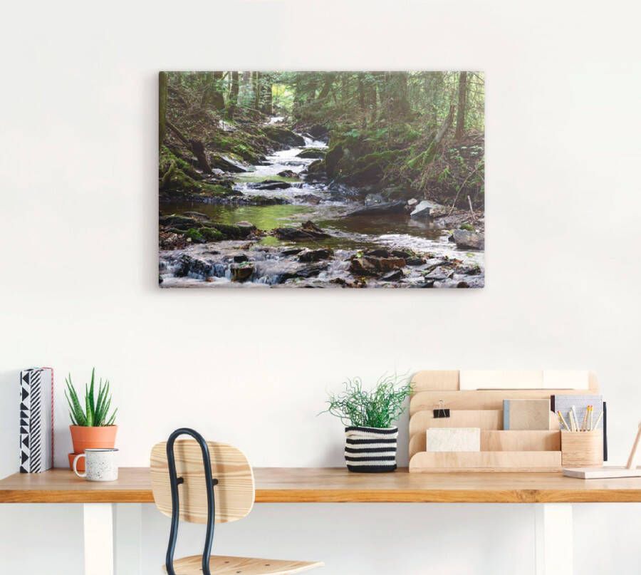 Artland Artprint Loop van de beek in het bos als artprint van aluminium artprint voor buiten artprint op linnen poster muursticker