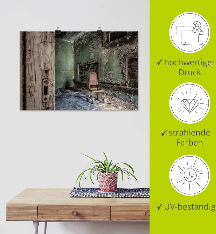 Artland Artprint Lost Place eenzame stoel als artprint van aluminium artprint voor buiten artprint op linnen poster muursticker