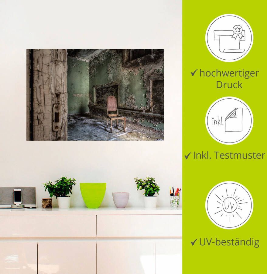 Artland Artprint Lost Place eenzame stoel als artprint van aluminium artprint voor buiten artprint op linnen poster muursticker