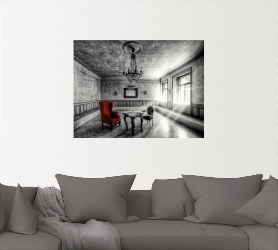 Artland Artprint Lost Place rode fauteuil als artprint van aluminium artprint voor buiten artprint op linnen poster muursticker