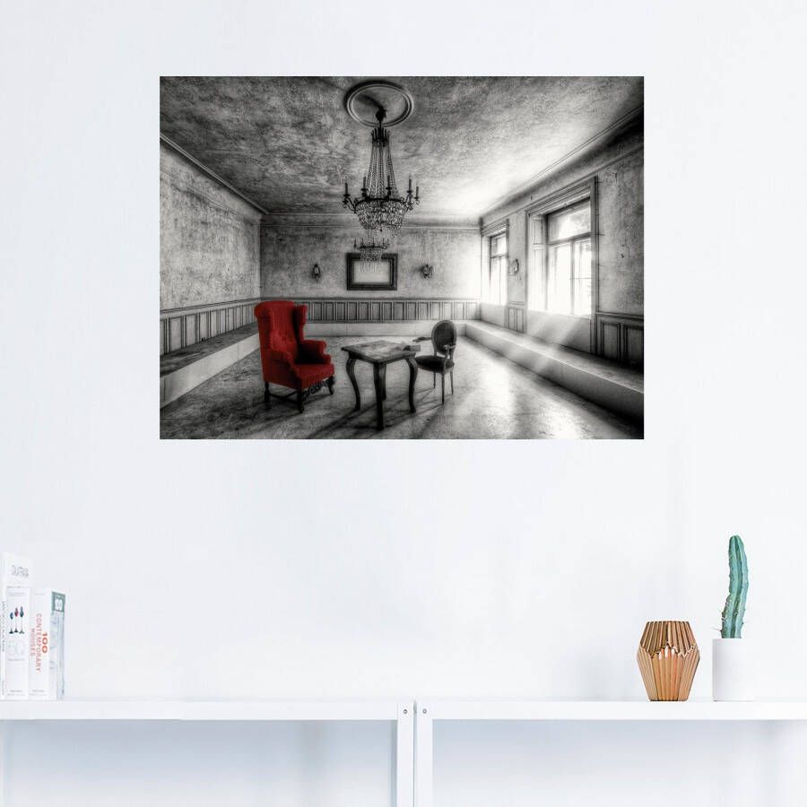 Artland Artprint Lost Place rode fauteuil als artprint van aluminium artprint voor buiten artprint op linnen poster muursticker