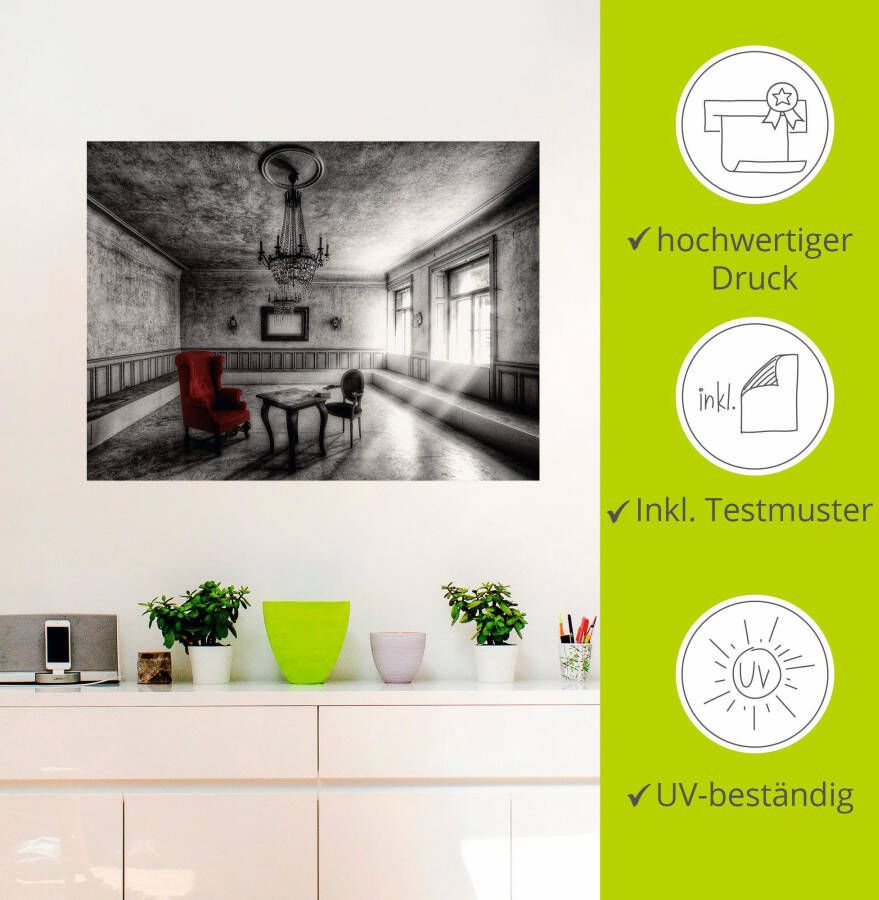 Artland Artprint Lost Place rode fauteuil als artprint van aluminium artprint voor buiten artprint op linnen poster muursticker