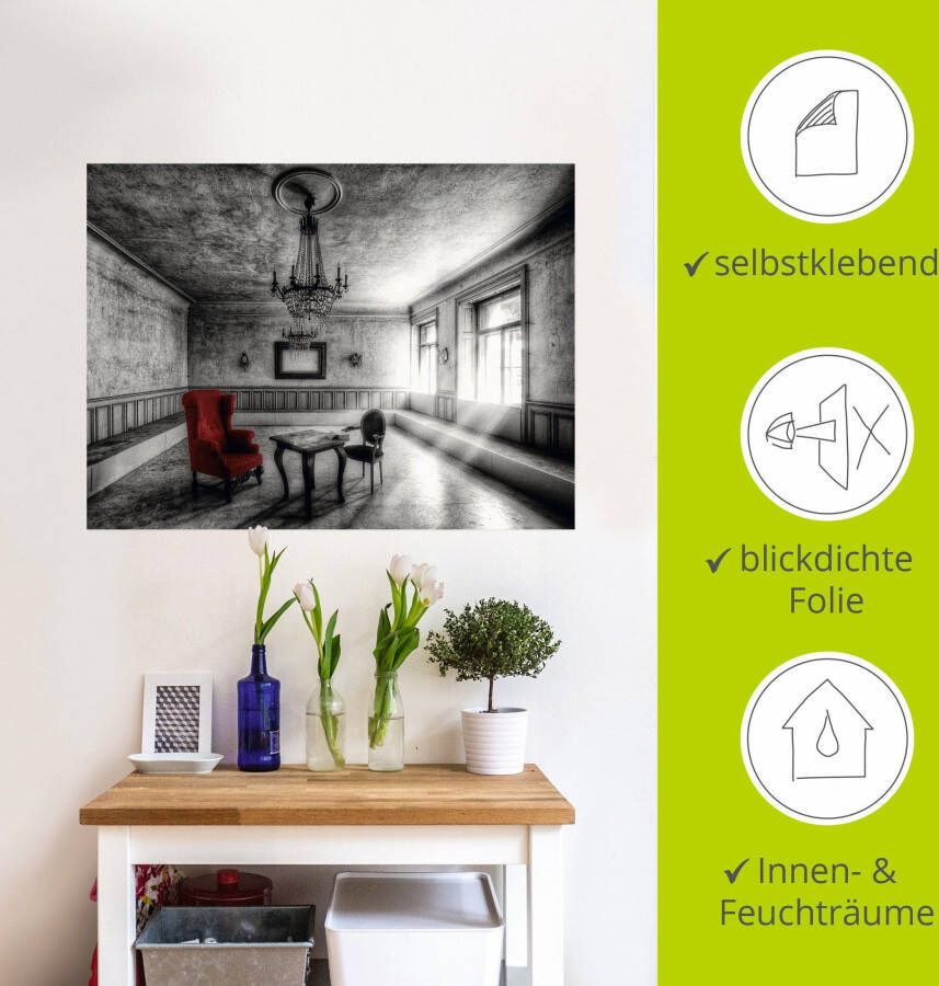 Artland Artprint Lost Place rode fauteuil als artprint van aluminium artprint voor buiten artprint op linnen poster muursticker