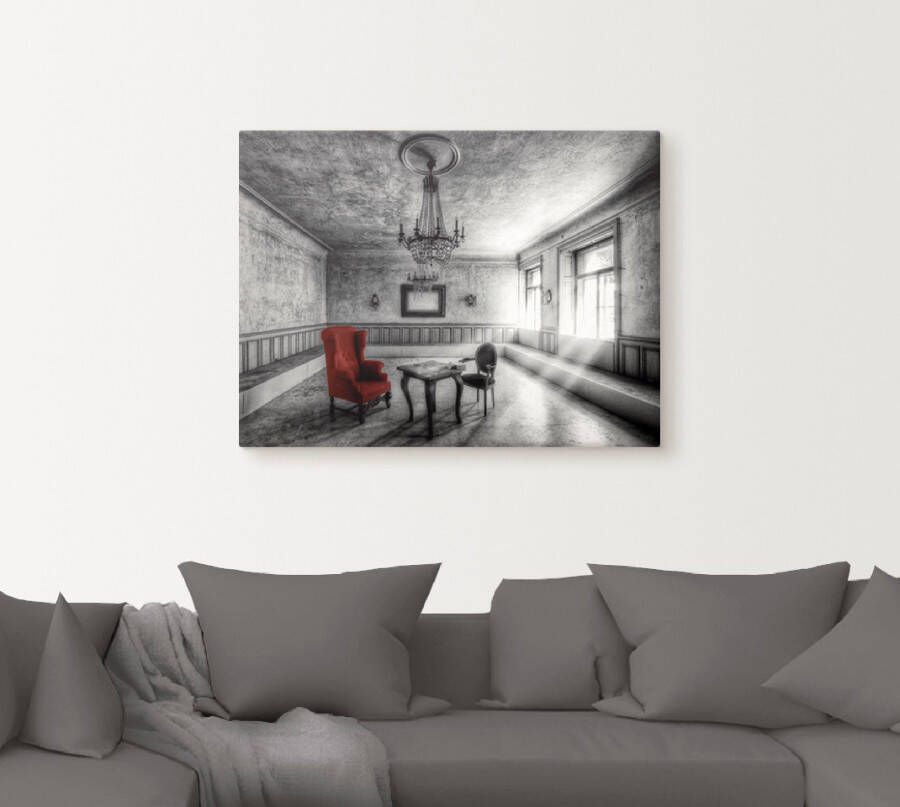 Artland Artprint Lost Place rode fauteuil als artprint van aluminium artprint voor buiten artprint op linnen poster muursticker