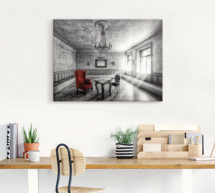 Artland Artprint Lost Place rode fauteuil als artprint van aluminium artprint voor buiten artprint op linnen poster muursticker