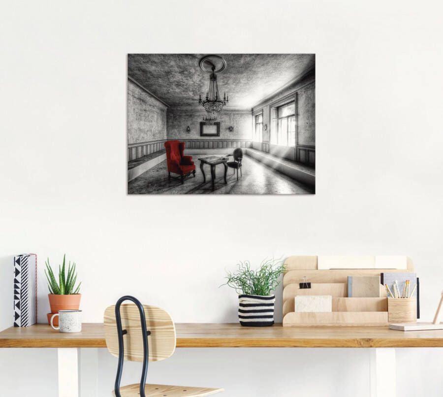 Artland Artprint Lost Place rode fauteuil als artprint van aluminium artprint voor buiten artprint op linnen poster muursticker