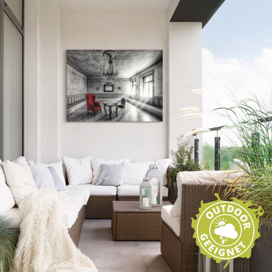 Artland Artprint Lost Place rode fauteuil als artprint van aluminium artprint voor buiten artprint op linnen poster muursticker