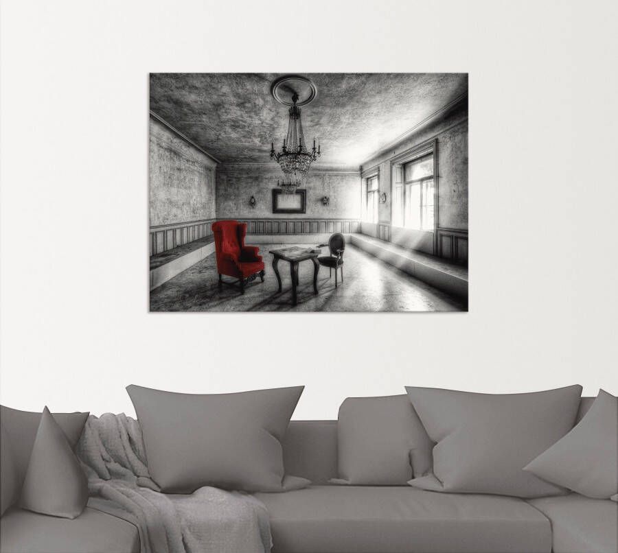 Artland Artprint Lost Place rode fauteuil als artprint van aluminium artprint voor buiten artprint op linnen poster muursticker