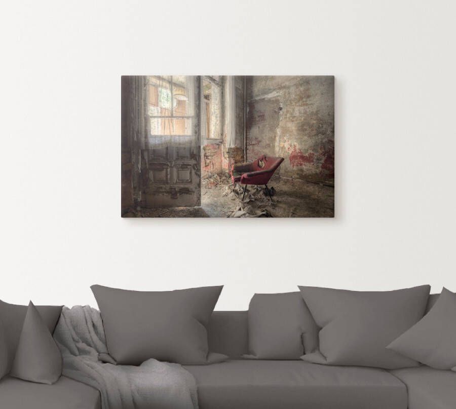 Artland Artprint Lost Place rode fauteuil I als artprint van aluminium artprint voor buiten artprint op linnen poster muursticker