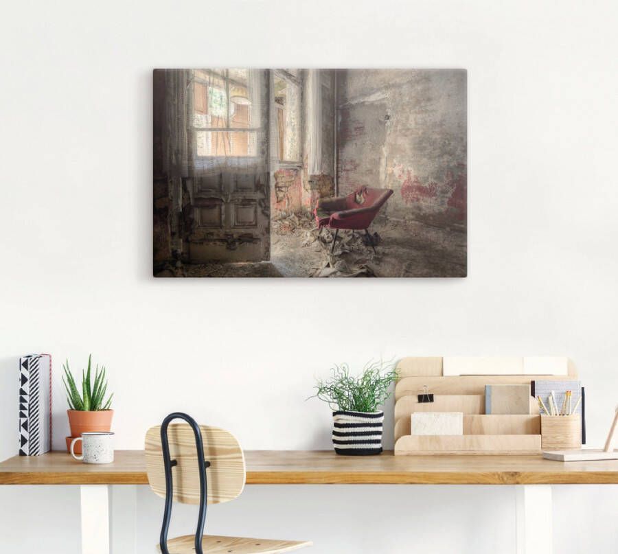 Artland Artprint Lost Place rode fauteuil I als artprint van aluminium artprint voor buiten artprint op linnen poster muursticker