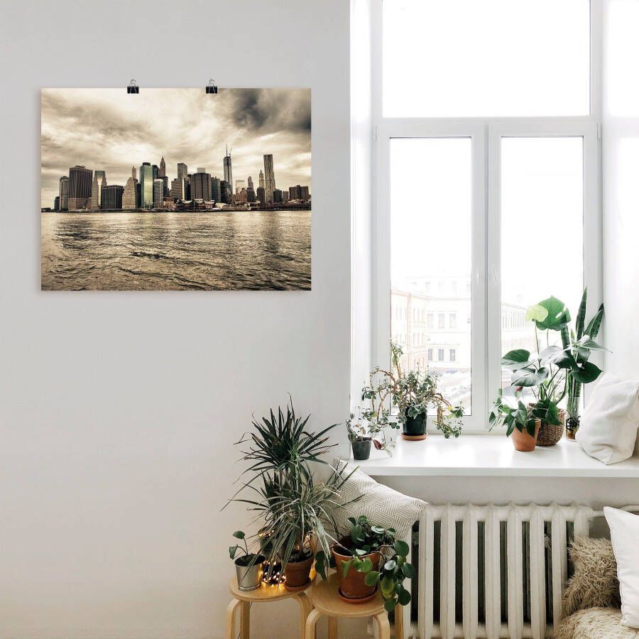 Artland Artprint Lower Manhattan skyline als artprint op linnen poster in verschillende formaten maten