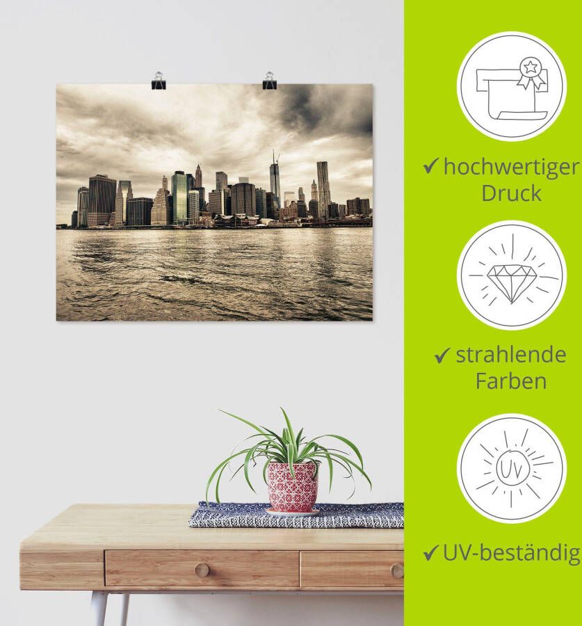 Artland Artprint Lower Manhattan skyline als artprint op linnen poster in verschillende formaten maten