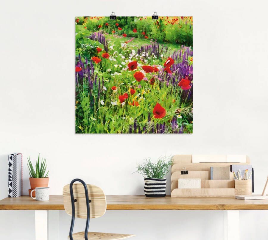 Artland Artprint Lupines en klaprozen als poster muursticker in verschillende maten