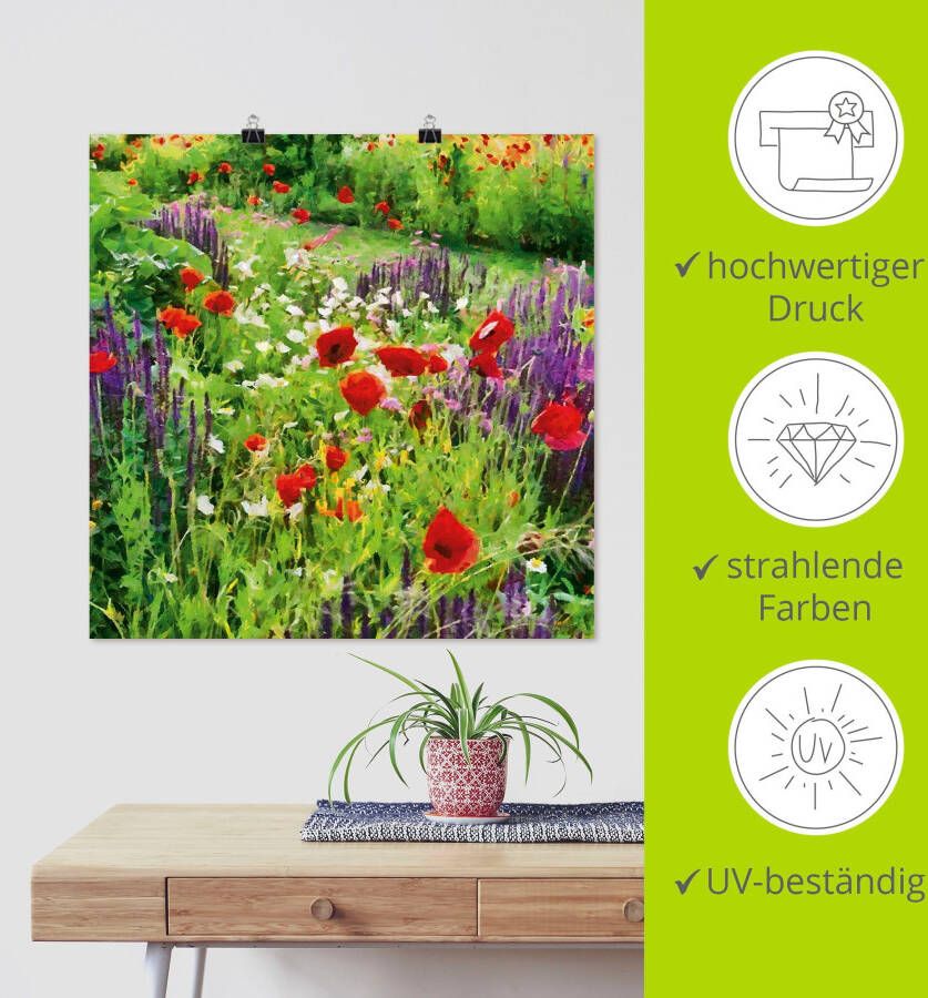 Artland Artprint Lupines en klaprozen als poster muursticker in verschillende maten