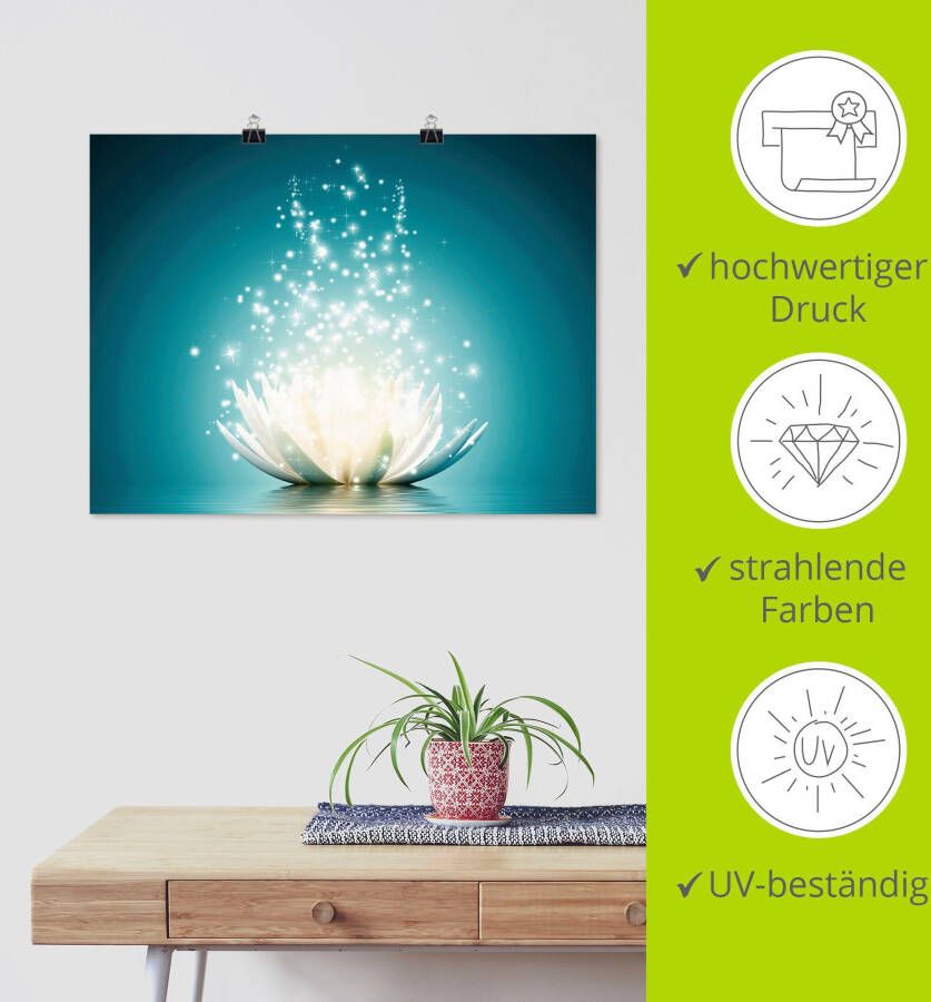 Artland Artprint Magie van de lotusbloem als artprint van aluminium artprint voor buiten artprint op linnen poster muursticker