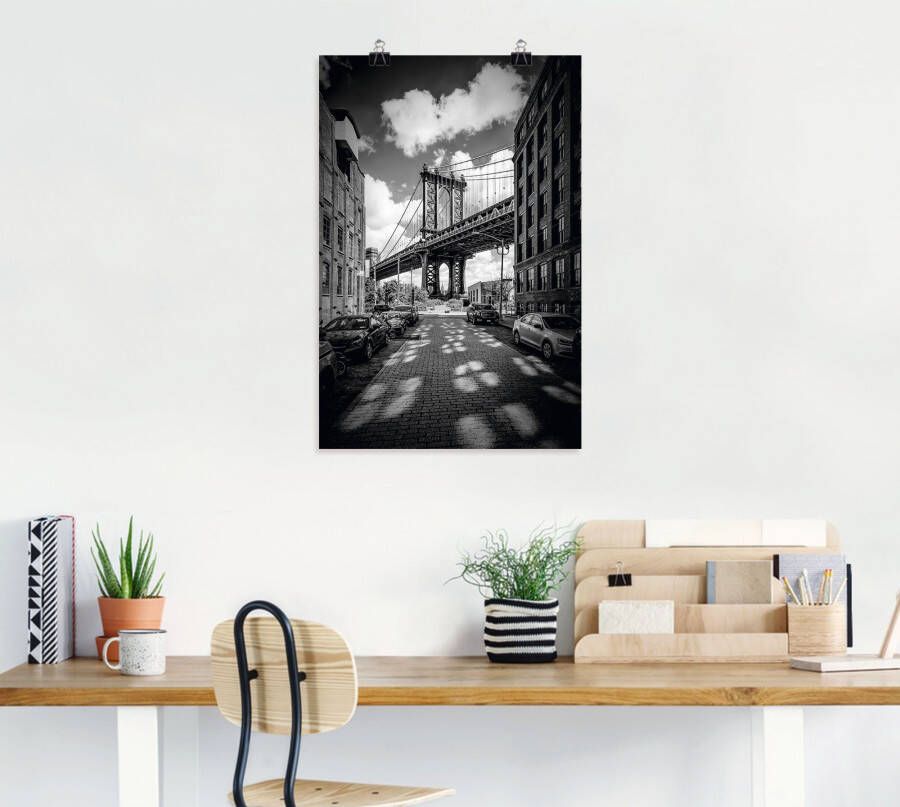 Artland Artprint Manhattan Bridge in Brooklyn New York als artprint op linnen poster in verschillende formaten maten